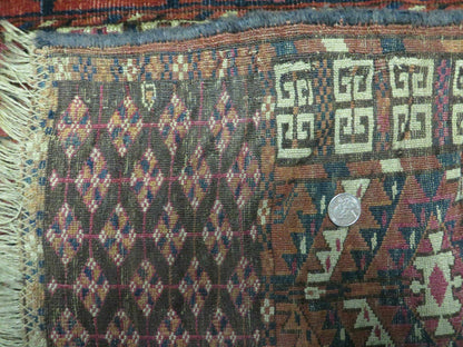 Antique Turkoman Ensi Wool Rug 4x5 - Nuvé