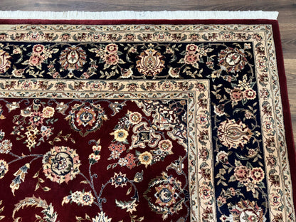 Sino Persian Rug 9x11, Burgundy and Navy Blue, Fine 200 KPSI, Floral Allover - Nuvé