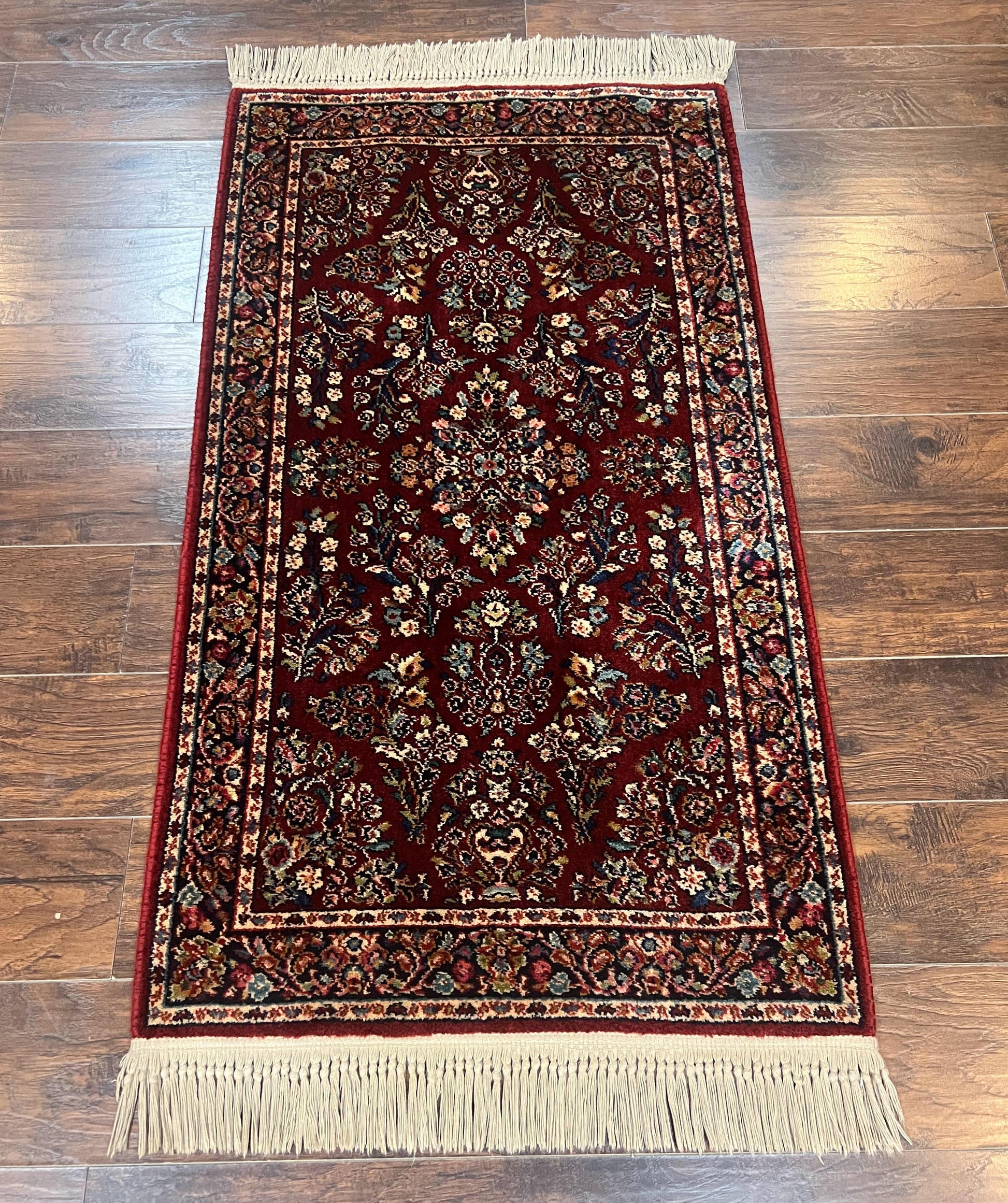 Karastan Rug 3x5 Red Sarouk #785, Small Karastan Wool Pile Rug, Original 700 Series, Discontinued Vintage Karastan Carpet - Nuvé