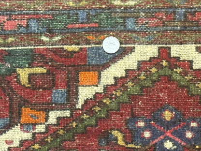 Small Red Persian Tribal Rug 2.6 x 4, Wool Rug, Persian Hamadan Rug - Nuvé