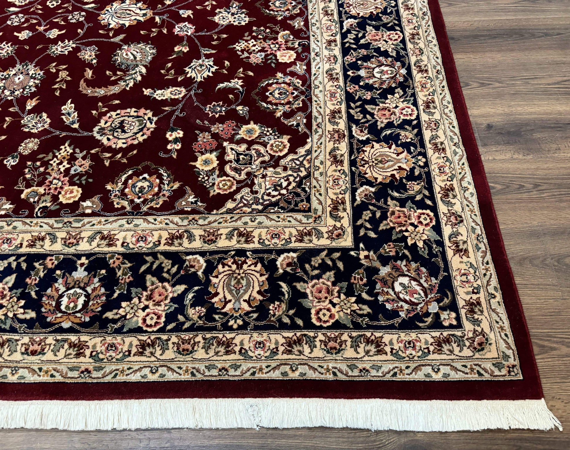 Sino Persian Rug 9x11, Burgundy and Navy Blue, Fine 200 KPSI, Floral Allover - Nuvé