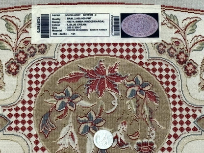 Round Silk Rug 6x6, Hunting Design, Bamboo Silk, Animal Pictorials
