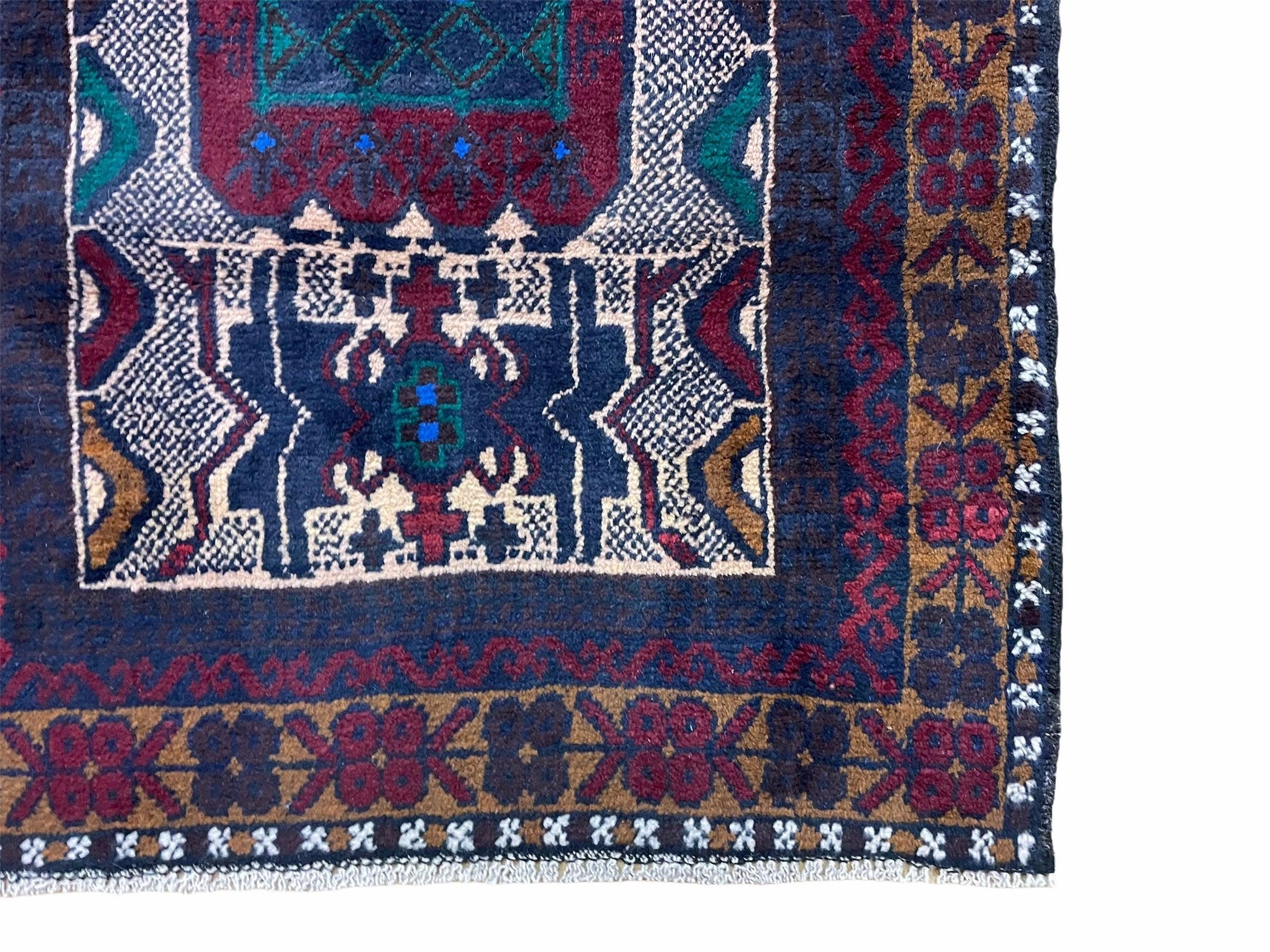 3 X 5 Vintage Handmade Tribal Wool Rug Balouchi Rug Afghan Rug Red Beige Nice - Nuvé