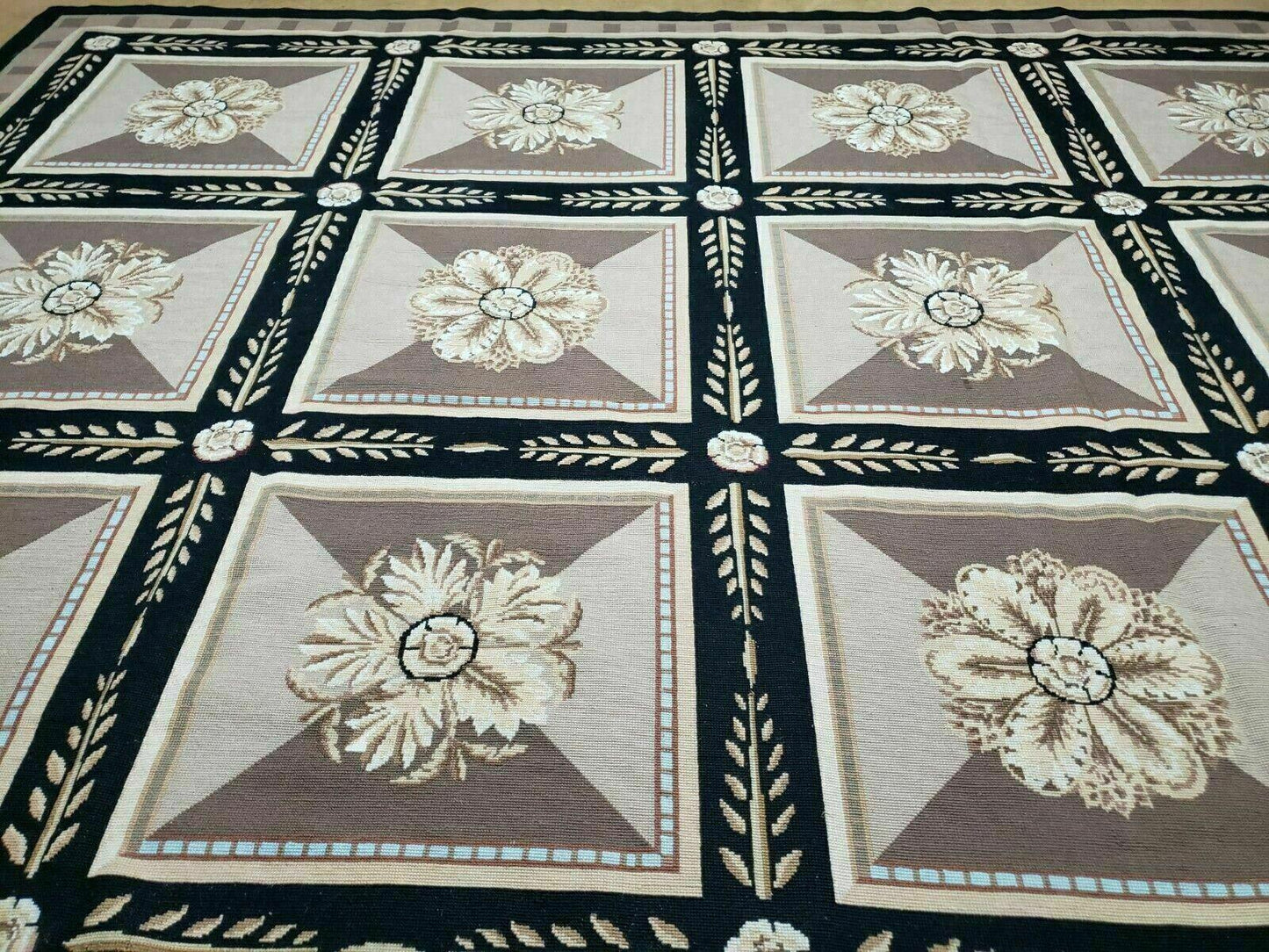 9' X 12' Handmade English Aubusson Savonnerie Design Needlepoint Wool Rug Nice - Nuvé