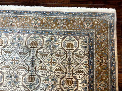 Indo Persian Rug 6x9, Beige, Allover Pattern, Vintage Wool Oriental Carpet - Nuvé