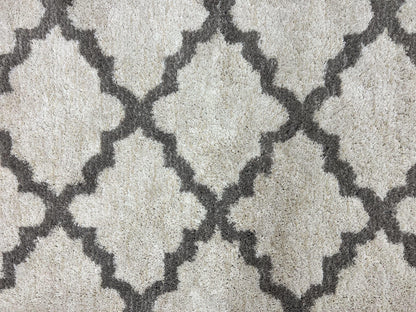 Modern Shag Rug, Ivory and Gray, Diamond Panel Design, Room Sized Area Rug - Nuvé