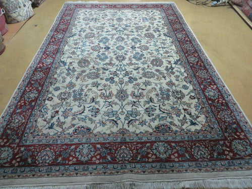 6' X 9' Vintage Handmade Fine Chinese Floral Oriental Wool Rug Carpet Beige - Nuvé