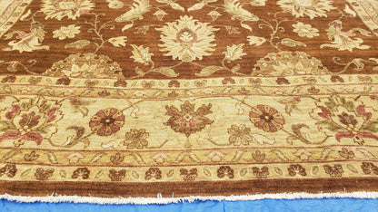 Indo Persian Rug 10x14, Mahal Sultanabad Oriental Carpet, Burnt Orange & Beige, Handmade Wool Area Rug - Nuvé