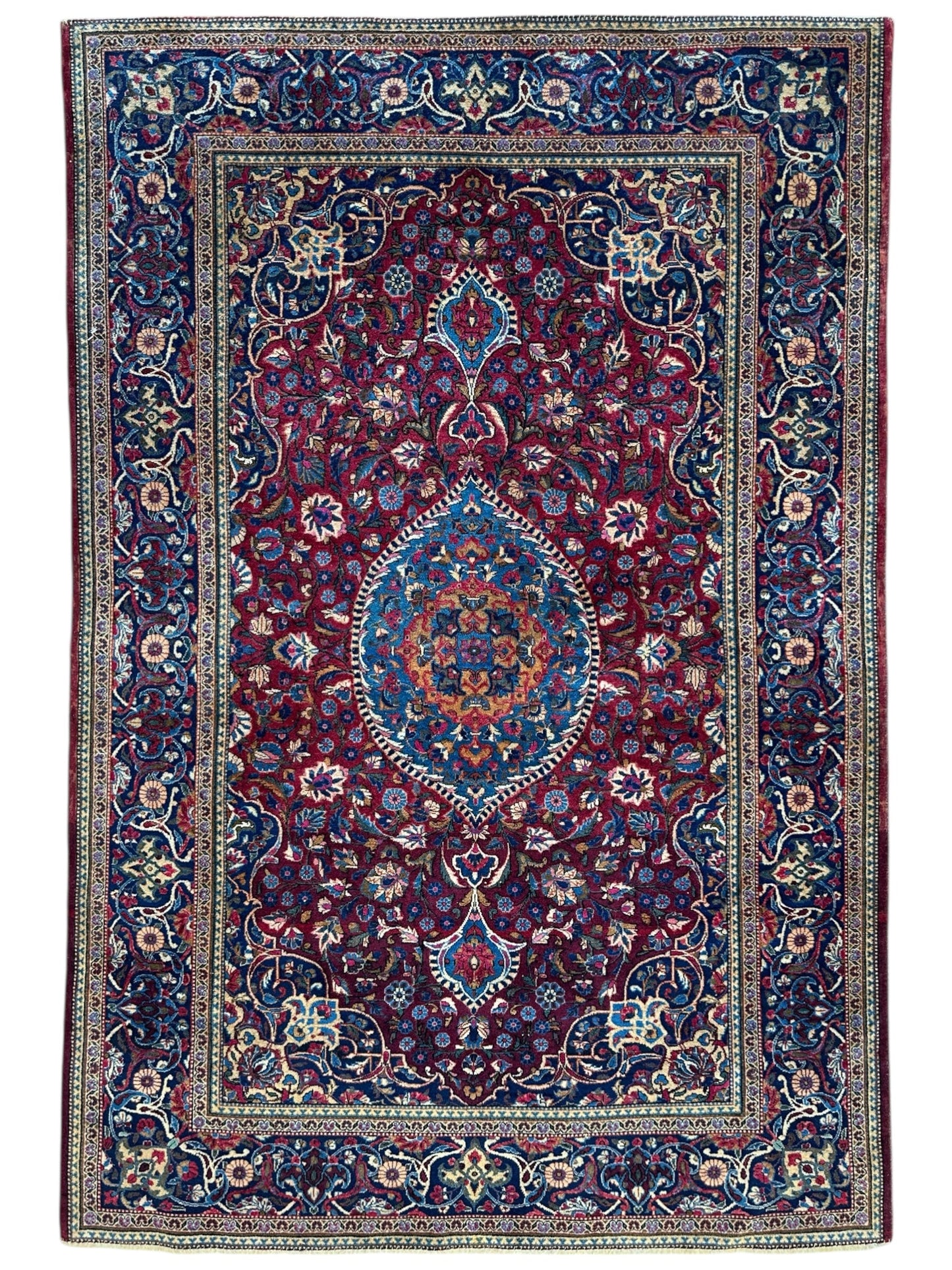 Antique Persian Kashan Debir Rug – 4’3” x 6’4” – Circa 1920s – Hand-Knotted Fine Wool - Nuvé