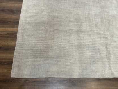 Tibetan Rug 8x10 Taupe Handmade Wool Modern Contemporary Carpet - Nuvé