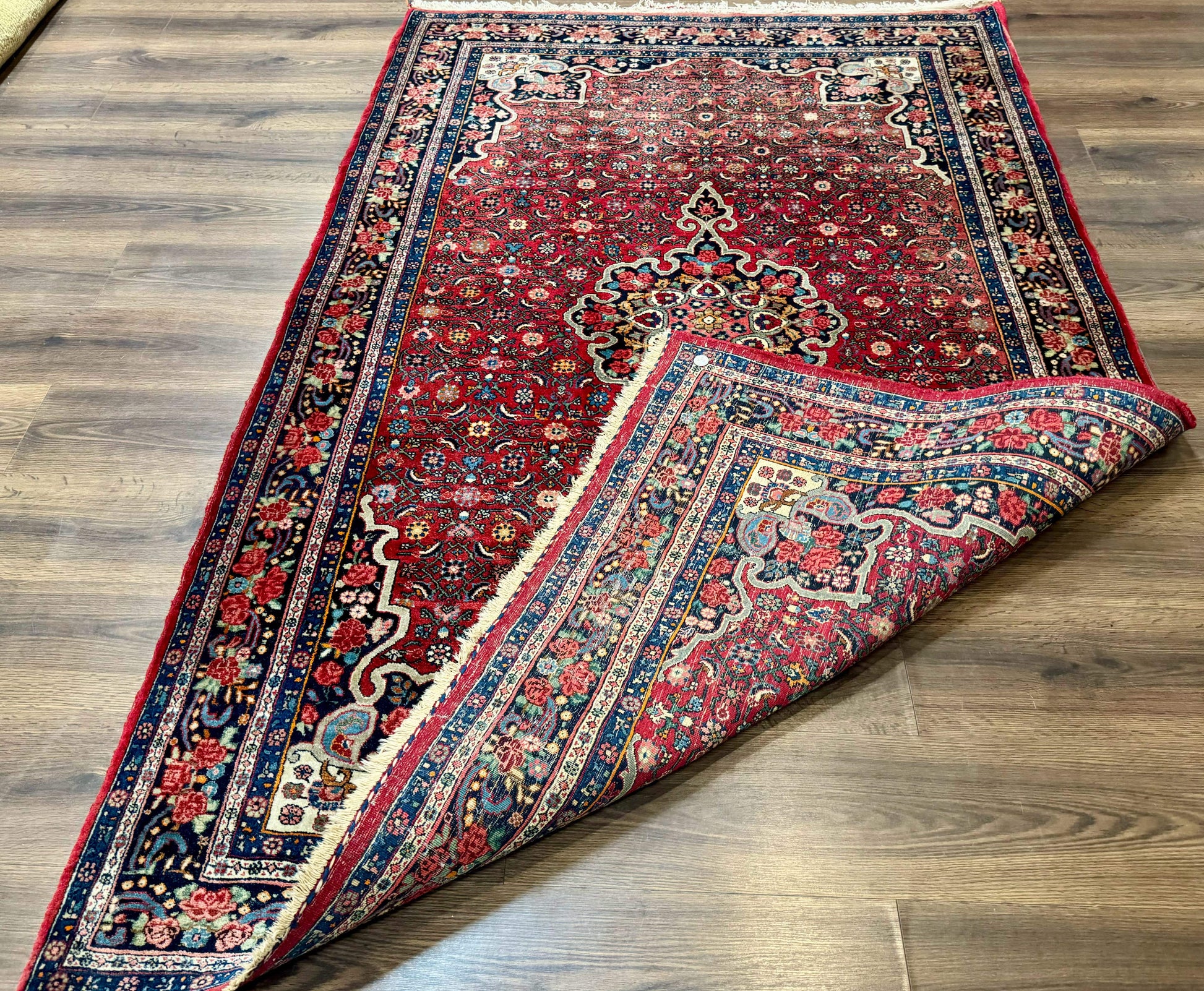 Antique Persian Rug 5x7, Red, Fine 260 KPSI, Bidjar Carpet - Nuvé