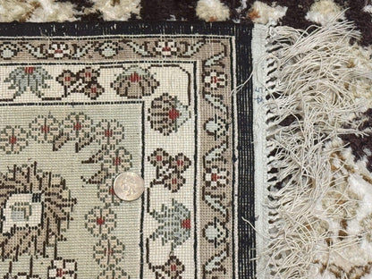 Indian Kashmiri Silk Rug 10x14, Floral Medallion - Nuvé
