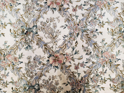 Pak Persian Floral Rug 11 x 12.6, Ivory, Very Fine, Hand Knotted - Nuvé