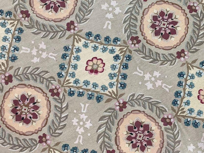 9x13 Needlepoint Carpet, French Design Rug, Hand-Knotted, Brand New Needlepoint Rug 9 x 13, English French European Style, Beige Floral - Nuvé
