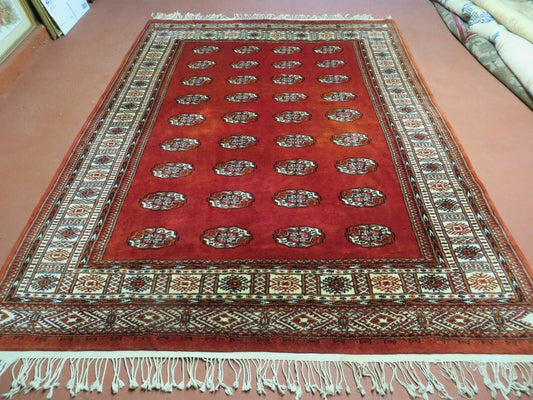 7' X 9' Vintage Handmade Bokhara Turkoman Pakistan Wool Rug Carpet Nice - Nuvé