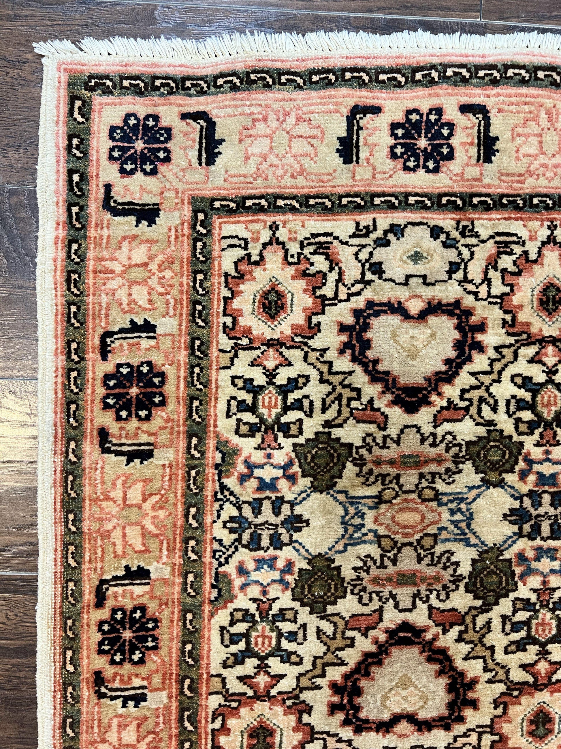 Romanian Runner Rug 2.6 x 12.9, Wool Handmade Hand Knotted Skinny Runner for Hallway, Floral Allover, Vintage Tan Runner - Nuvé
