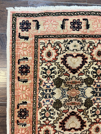 Romanian Runner Rug 2.6 x 12.9, Wool Handmade Hand Knotted Skinny Runner for Hallway, Floral Allover, Vintage Tan Runner - Nuvé
