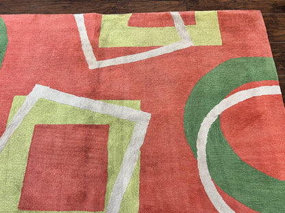 Abstract Rug 6x9, Modern Contemporary Rug, Red-Orange Green - Nuvé