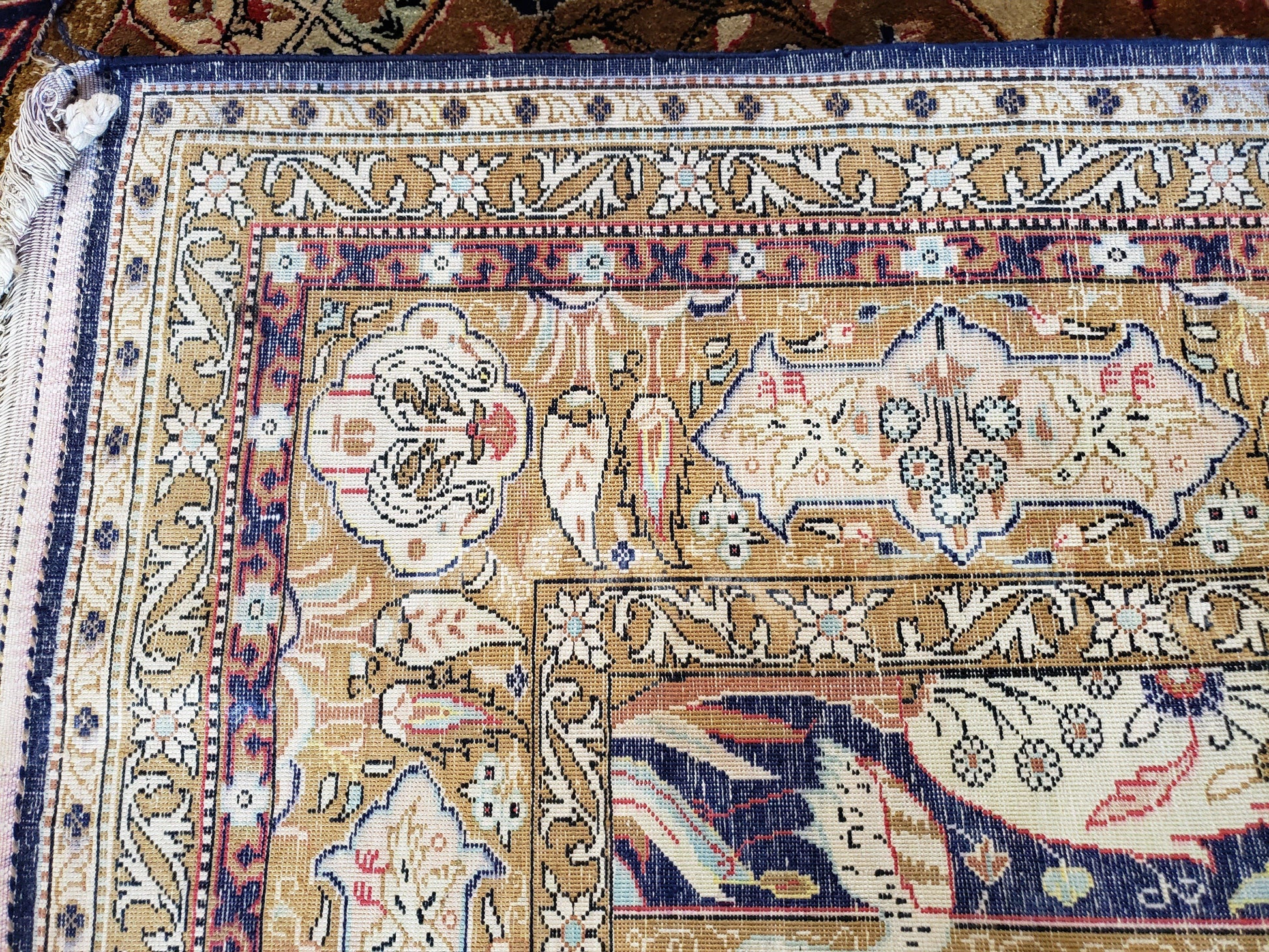 Semi Antique Persian Qum Silk Prayer Rug, Silk, Hand-Knotted, 3'6" x 5' - Nuvé