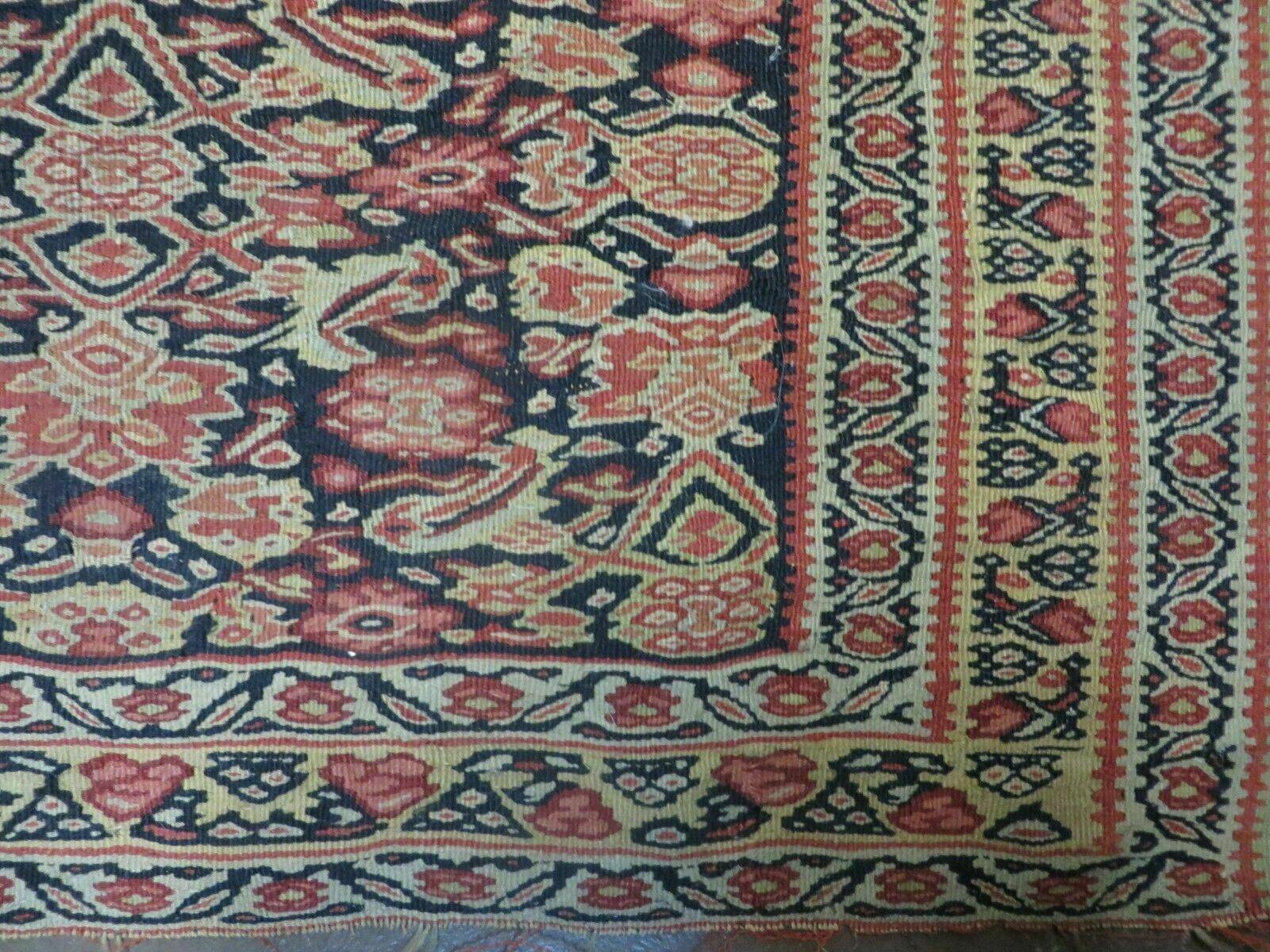 4' X7' Antique Handmade Turkish Wool Kilim Soumak Flat Weave Rug Tribal Organic - Nuvé