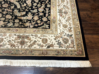 Sino Persian Rug 9x12, Floral Medallion, Black and Ivory, Elegant - Nuvé