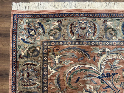Indo Persian Mahal Rug 8x10, Traditional Wool Oriental Carpet, Pink - Nuvé