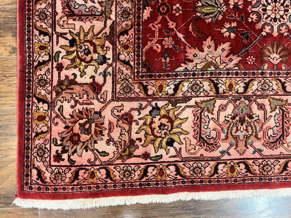Persian Tabriz Rug 10x12, Floral Allover, Handmade Vintage Wool Carpet, Red and Cream - Nuvé