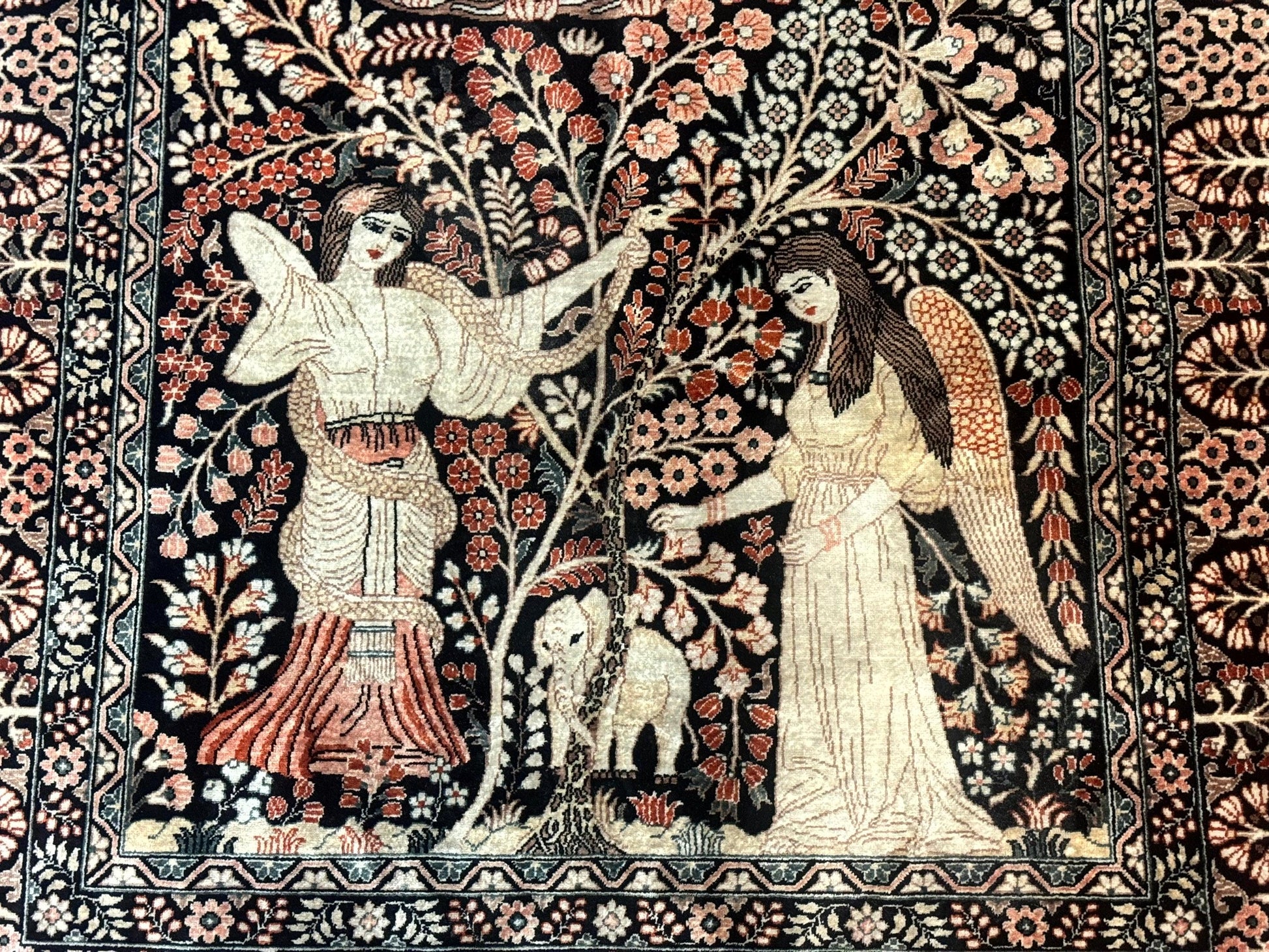 Stunning Sino Persian Pictorial Rug 2.7 x 4, Garden of Eden Adam & Eve Tree of Life Design, Extremely Fine 580 KPSI, Masterpiece - Nuvé