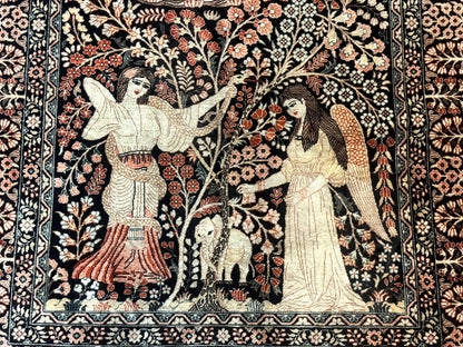 Stunning Sino Persian Pictorial Rug 2.7 x 4, Garden of Eden Adam & Eve Tree of Life Design, Extremely Fine 580 KPSI, Masterpiece - Nuvé