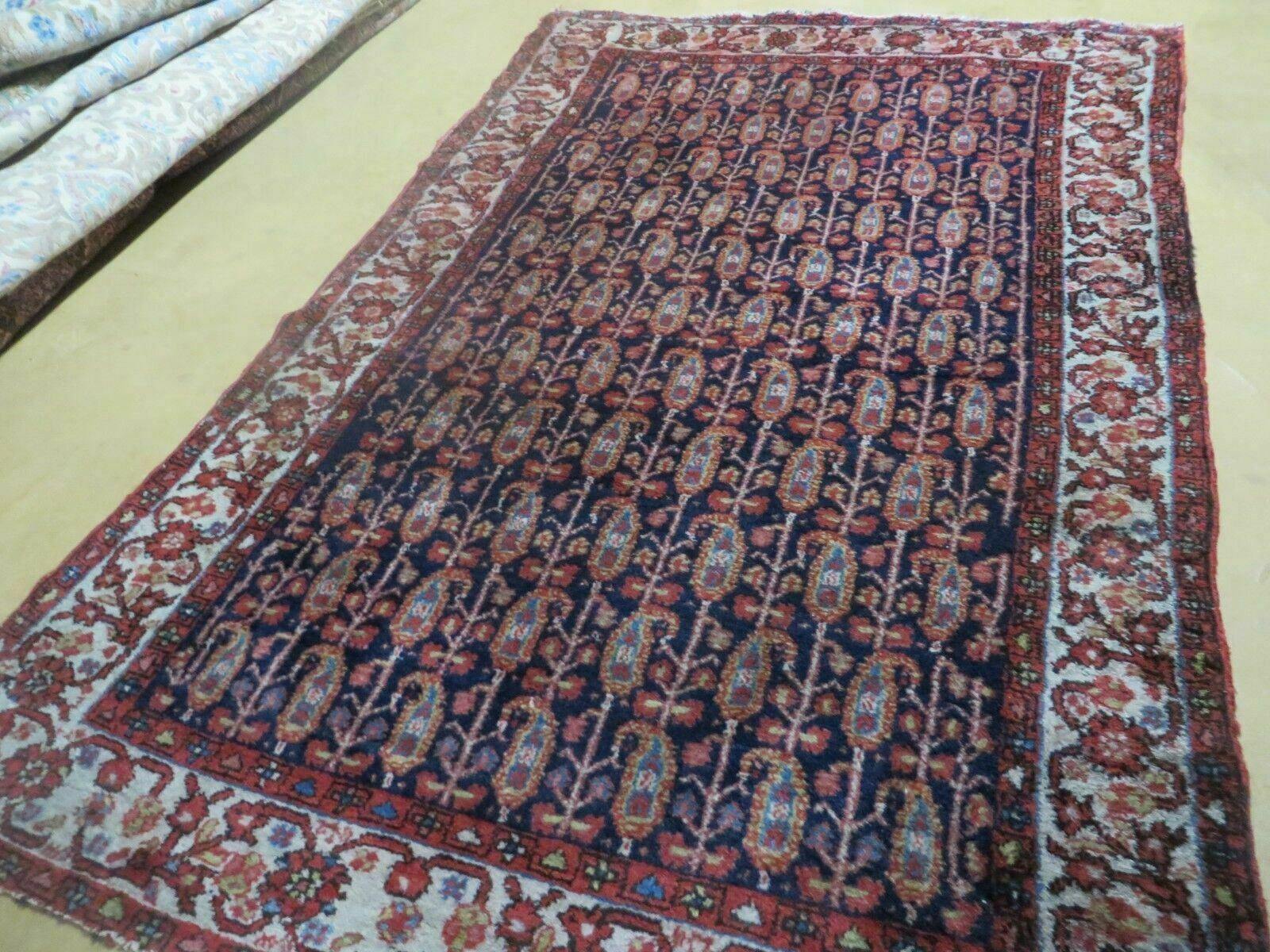 4' X 6' Antique Handmade Turkish Sivas Wool Rug Vegetable Organic Dye Nice Blue - Nuvé