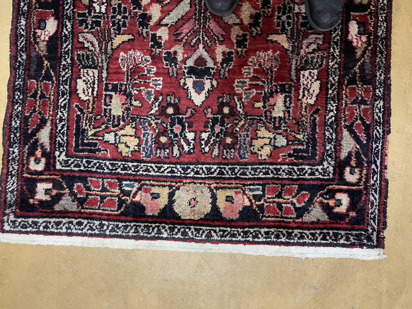 3' 4" X 9' Antique Handmade Wool Rug Runner Floral Organic Dyes Red Nice - Nuvé