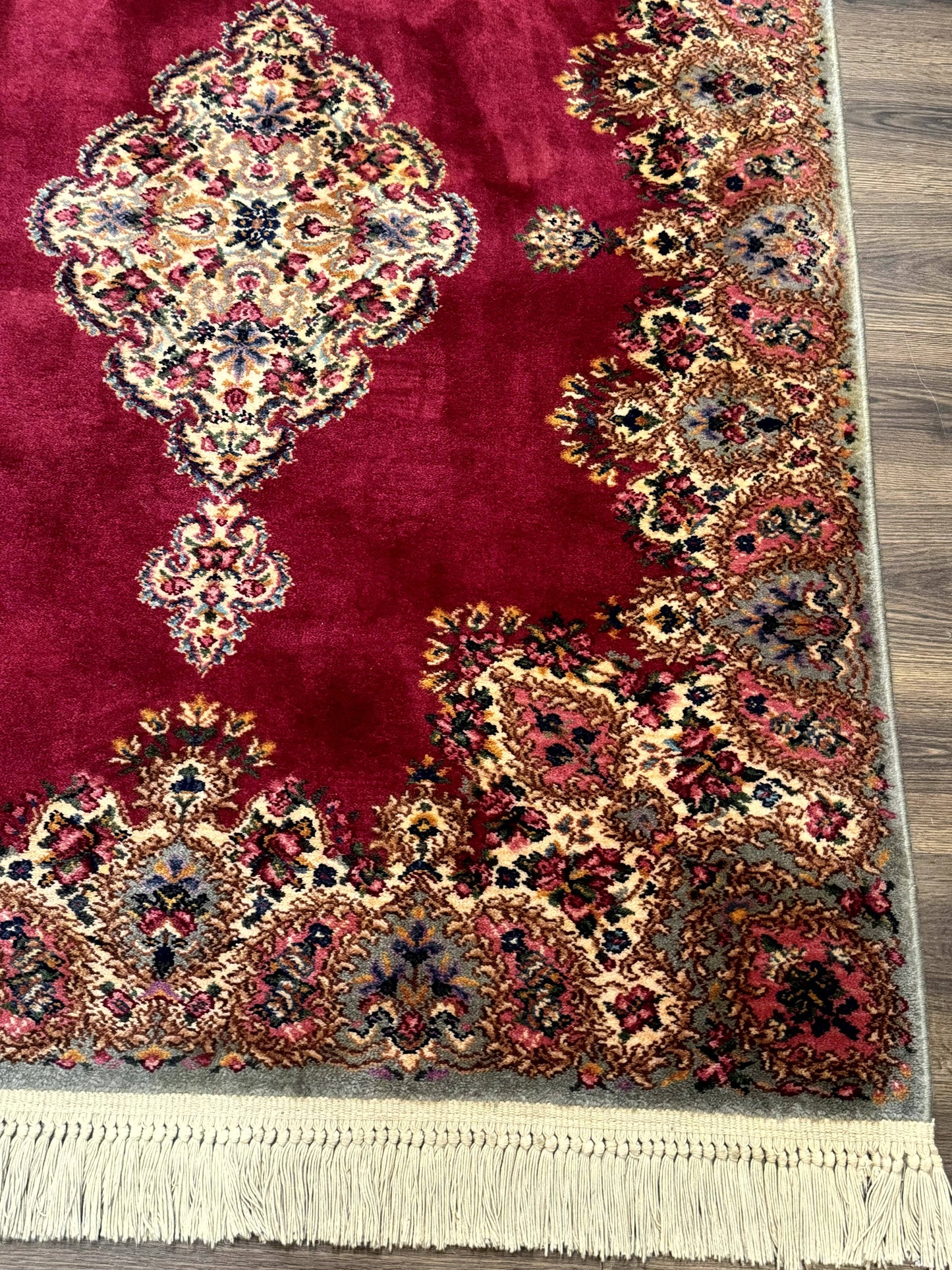 Karastan Rug 4x6 Red Medallion Kirman #762, Wool Vintage Original 700 Series - Nuvé