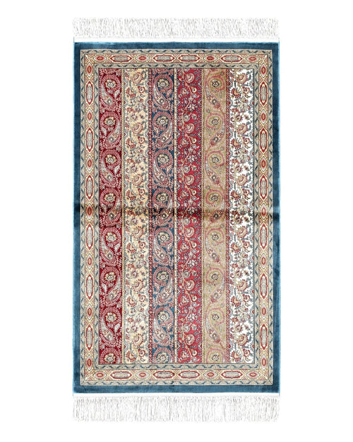 Paisley Pattern Silk Rug, Boteh Design, All Silk Accent Rug, Oriental Carpet, Very Detailed, 2' 8" x 4' 1", New, Bamboo Silk