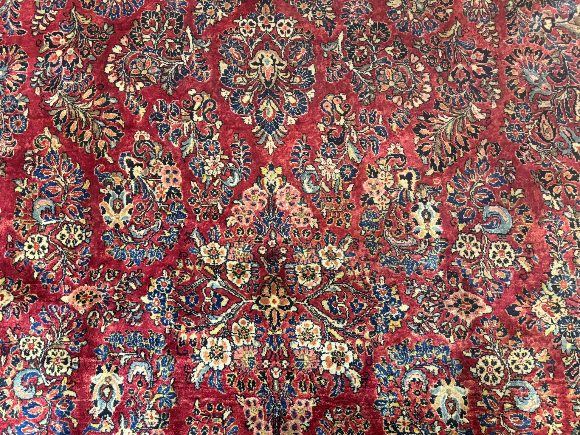 Persian Sarouk Rug 10x18, Palace Size Antique Persian Carpet, Wool, Red, Floral, Handmade Traditional Persian Rug, Extra Large Rug - Nuvé