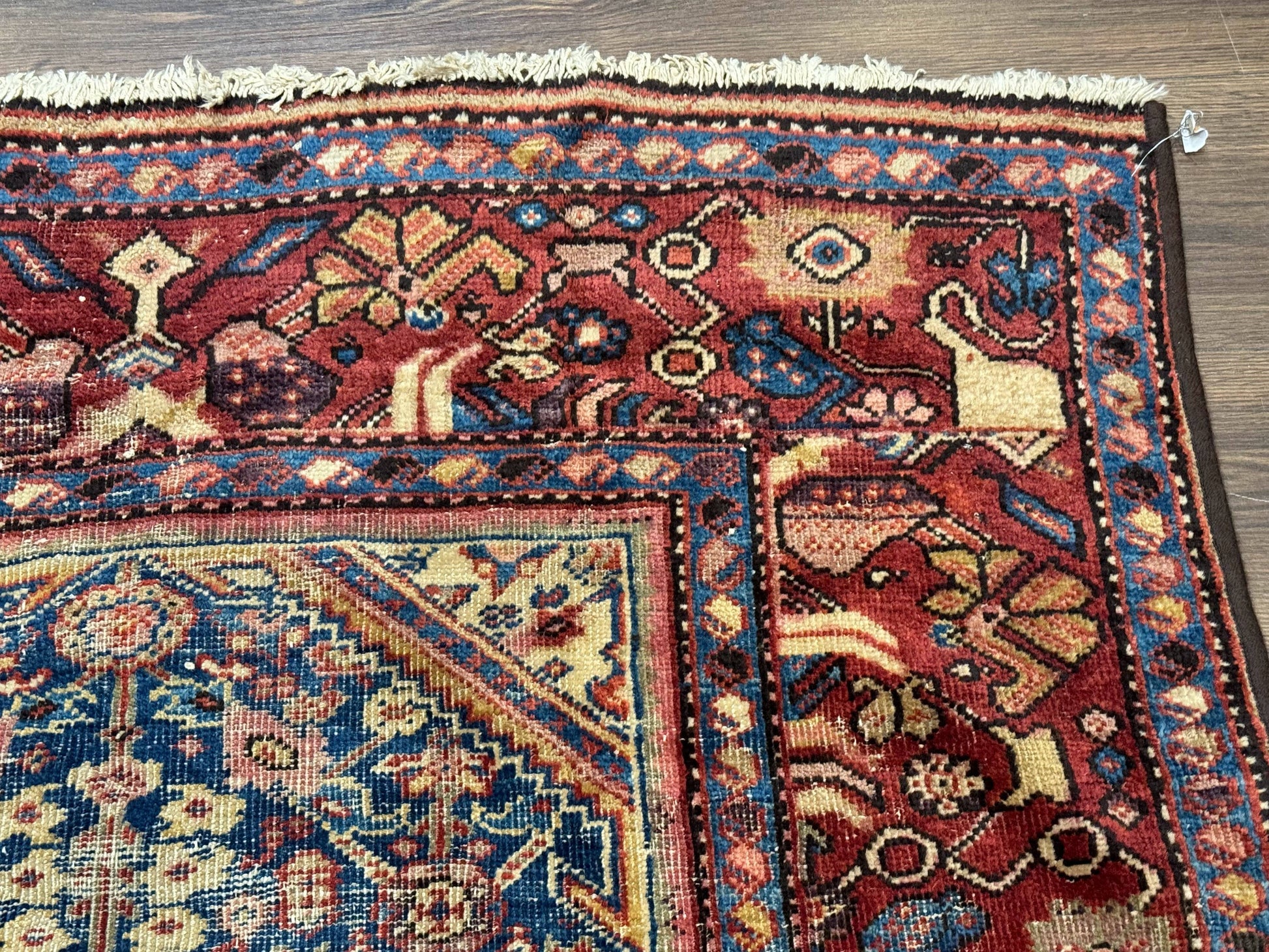 Antique Persian Rug 4x7, Blue and Red Malayer Carpet, Rare - Nuvé