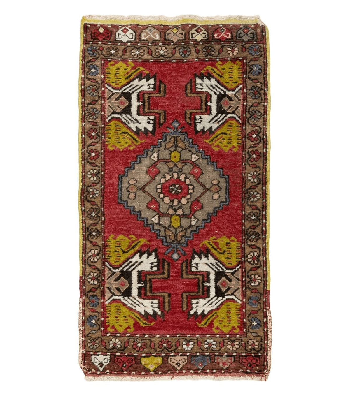 20" X 38" Antique Handmade Turkish Oushak Oshak Yastik Wool Rug Mat Turkey Nice