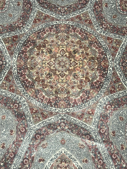 Turkish Silk Runner Rug 2.6 x 13, Blue Runner Rug, Dome Design, Bamboo Silk, New - Nuvé