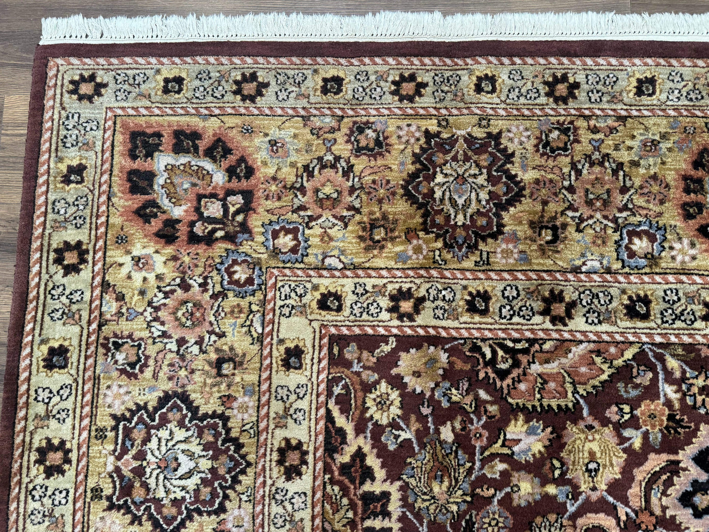 Indo Persian Rug 8x11, Eggplant & Tan, Allover Pattern, Wool Couristan Handmade Rug - Nuvé