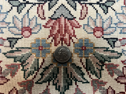 Sino Persian Runner Rug 2.7 x 10, Floral Kirman Lavar Carpet for Hallway, Cream, Handmade Wool Vintage Rug - Nuvé