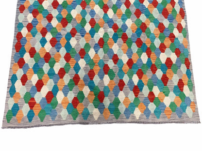 6.5 x 9.5 Colorful Chobi Kilim Rug 6 x 9 Multicolor Turkish Kilim Rug 7x10 Chobi Kilim Rug Playroom Rug Wool Kilim Rug 6x9 New Tribal Kilim - Nuvé