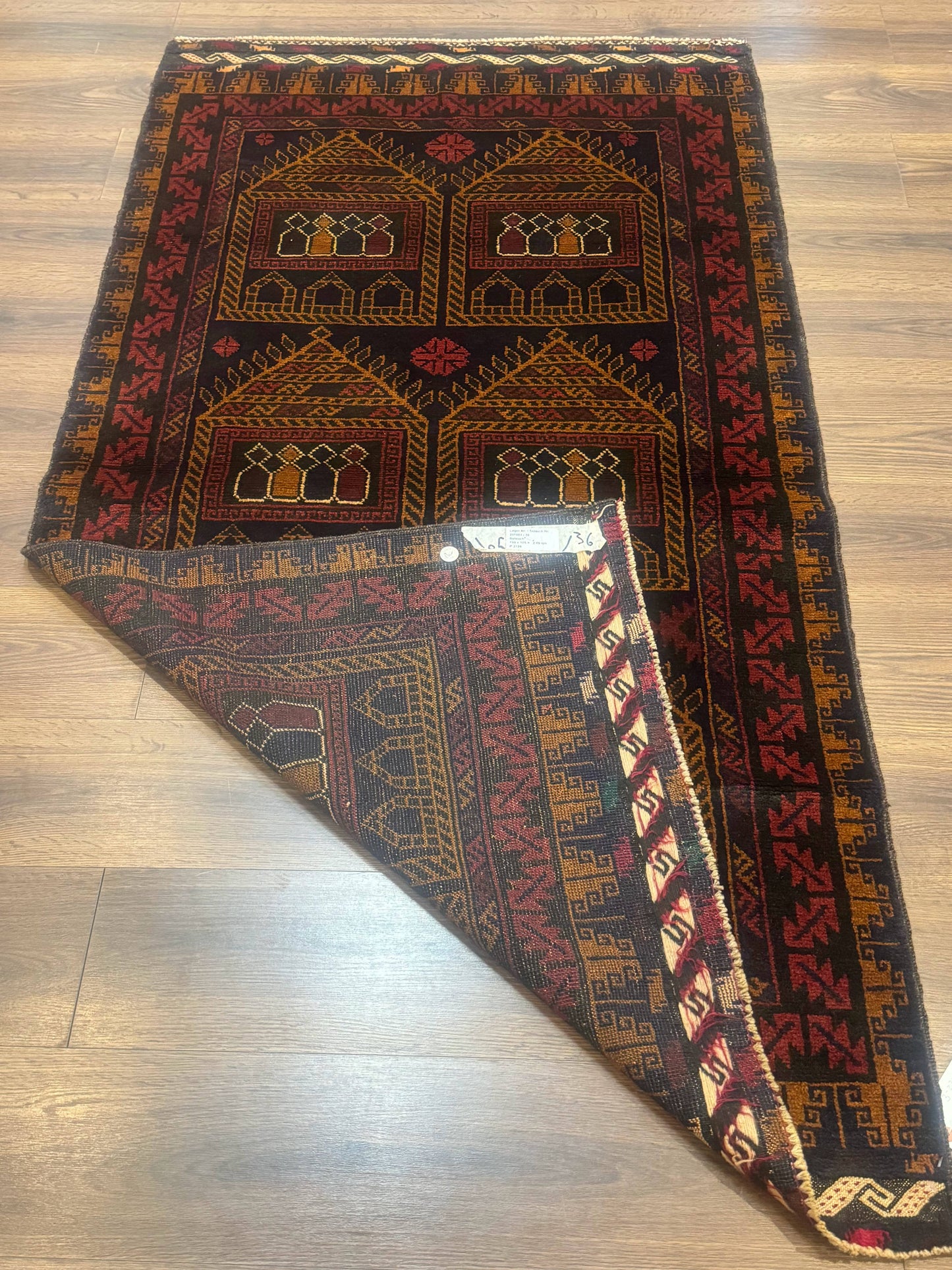 Afghan Rug 3x7, Navy Blue, Tribal Rug, Balouch Carpet, New - Nuvé