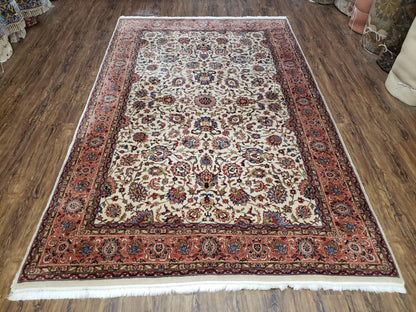 6x9 Top Quality Handmade Wool Area Rug Floral Allover Carpet Veg Dyes Beige - Nuvé