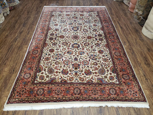 6x9 Top Quality Handmade Wool Area Rug Floral Allover Carpet Veg Dyes Beige - Nuvé