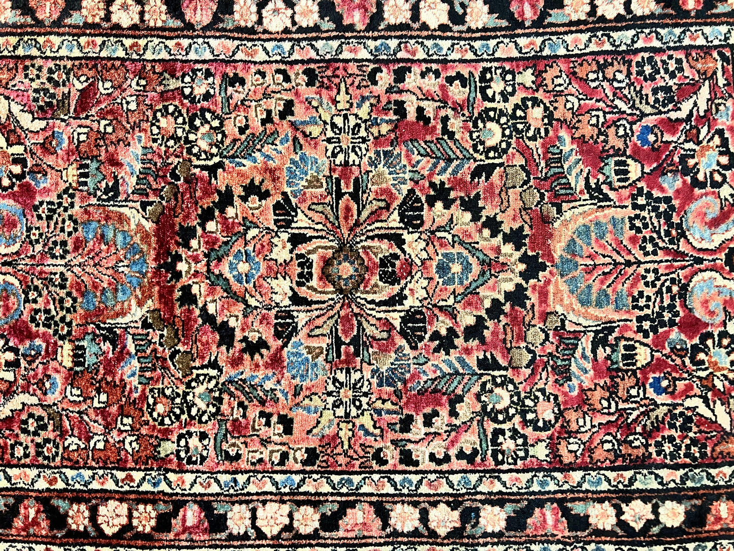 Small Antique Persian Rug 2.6 x 4, Red Floral Handmade 1920s Wool Rug, Persian Hamadan Lilian Rug - Nuvé