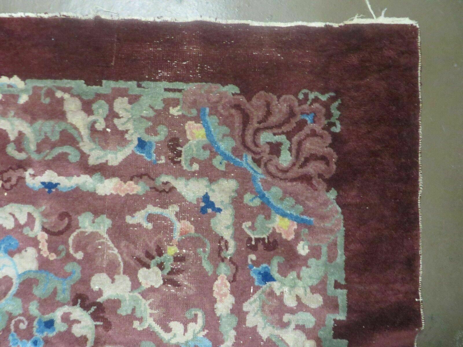 8' X 10' Vintage Handmade Chinese Art Deco Peking Nichols Wool Rug Flowers Nice - Nuvé