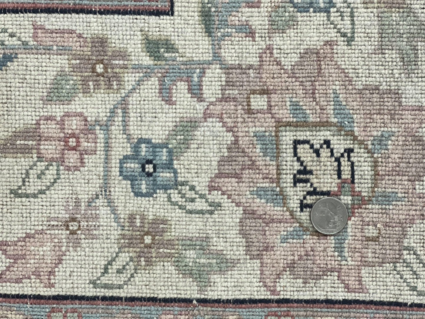 Indo Persian Rug 9x12, Navy Blue and Ivory/Cream, Floral Allover, Wool Vintage Handmade Carpet - Nuvé