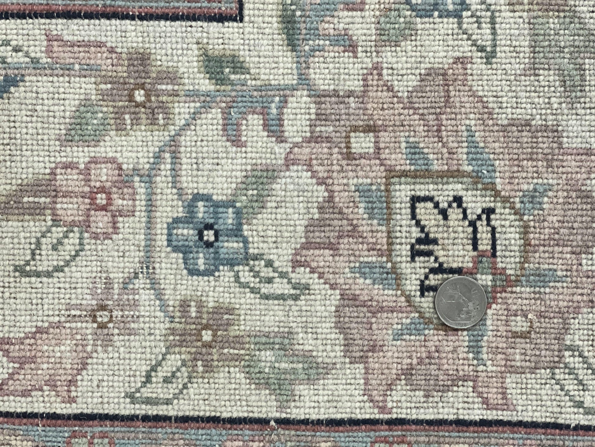 Indo Persian Rug 9x12, Navy Blue and Ivory/Cream, Floral Allover, Wool Vintage Handmade Carpet - Nuvé