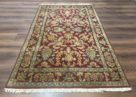 Indo Persian Mahal Rug 4x6, Floral Allover Pattern, Maroon - Nuvé