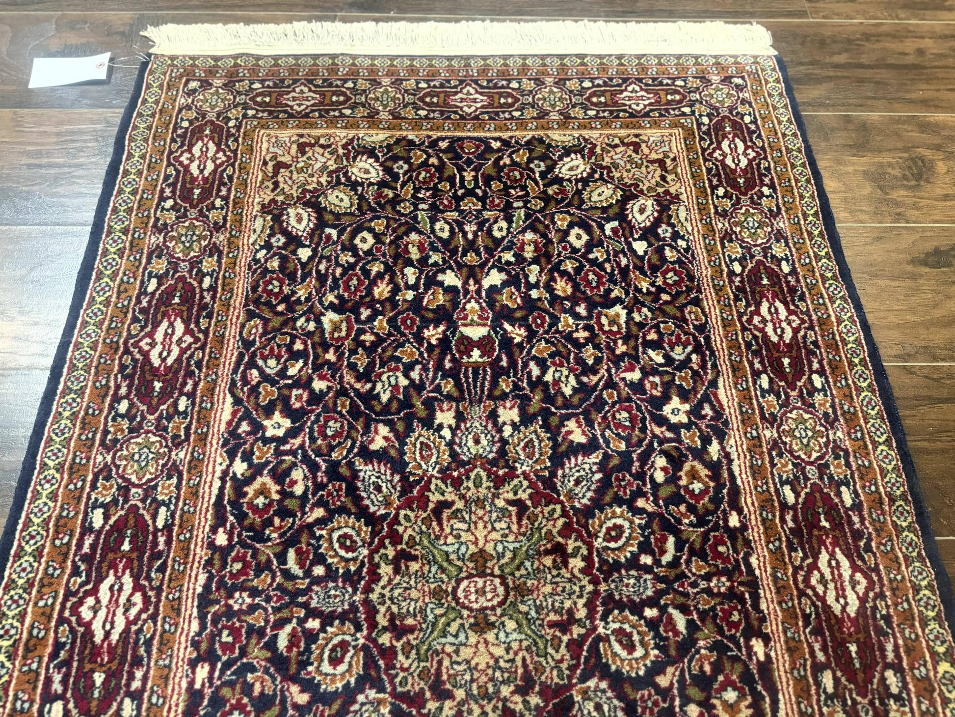 Indo Kashmiri Rug 3x5, Navy Blue, Very Fine 400 KPSI, Pair B - Nuvé