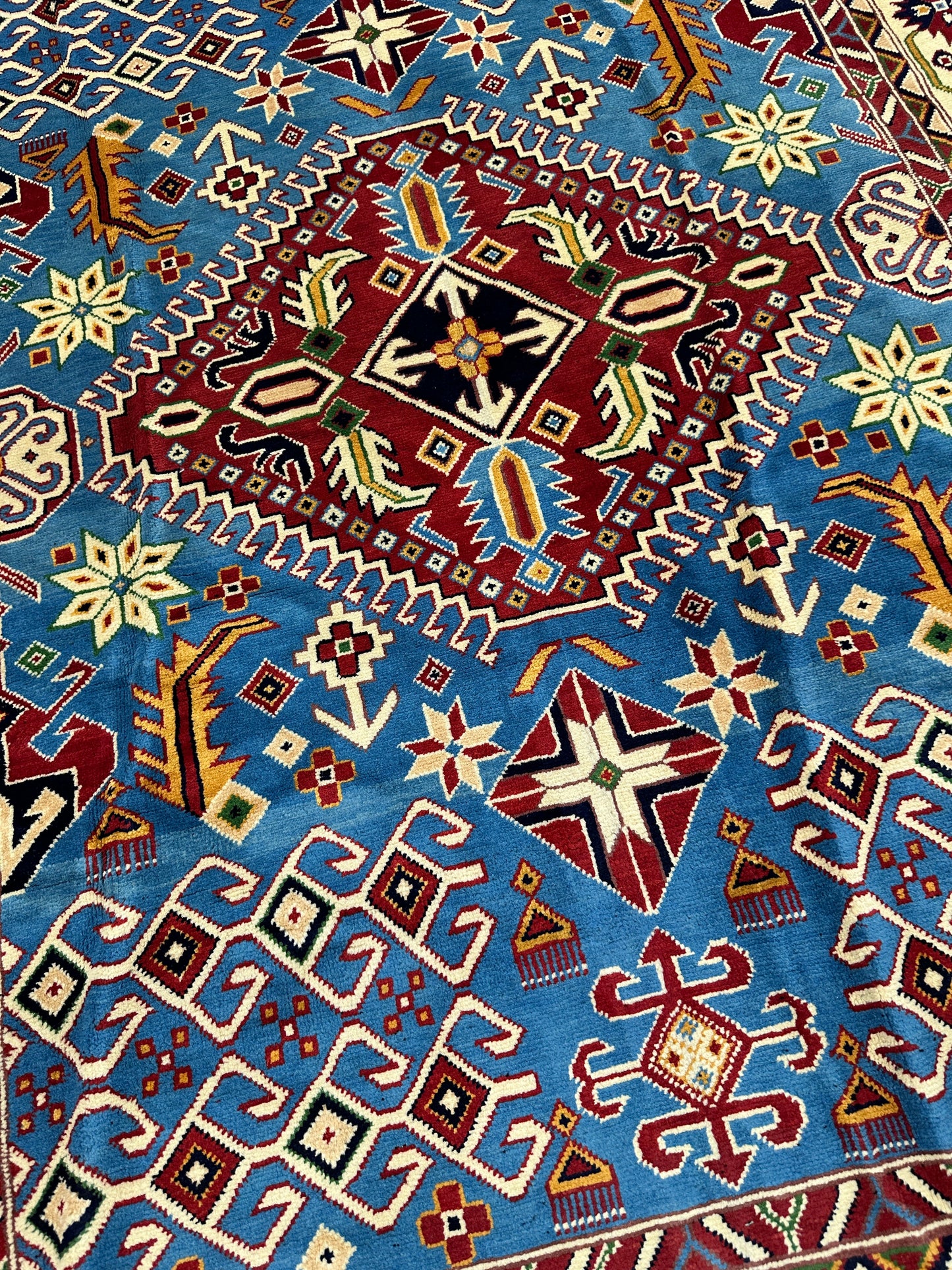 Hand-Knotted Afghani Kazak Wool Rug – 5’0″  x  6’10″ - Nuvé